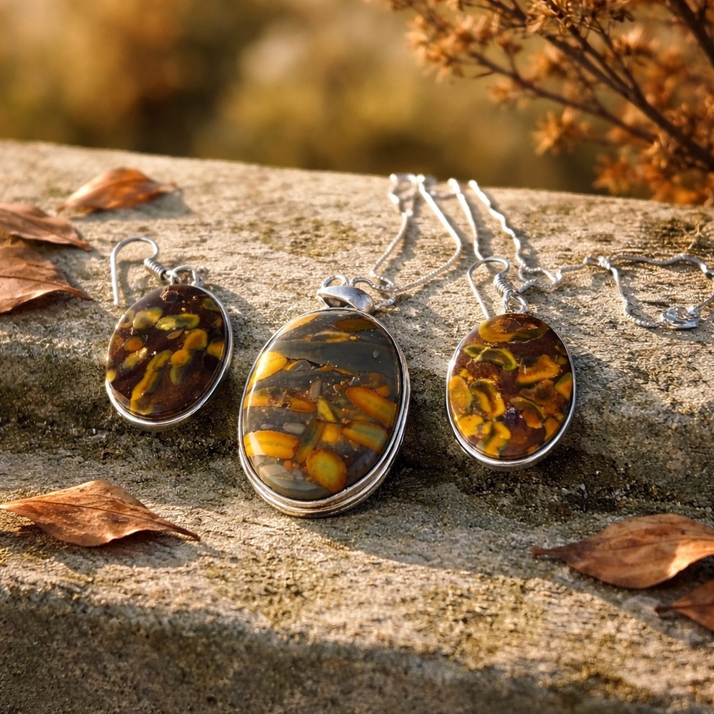Fruit Jasper Necklace & Earring Set!